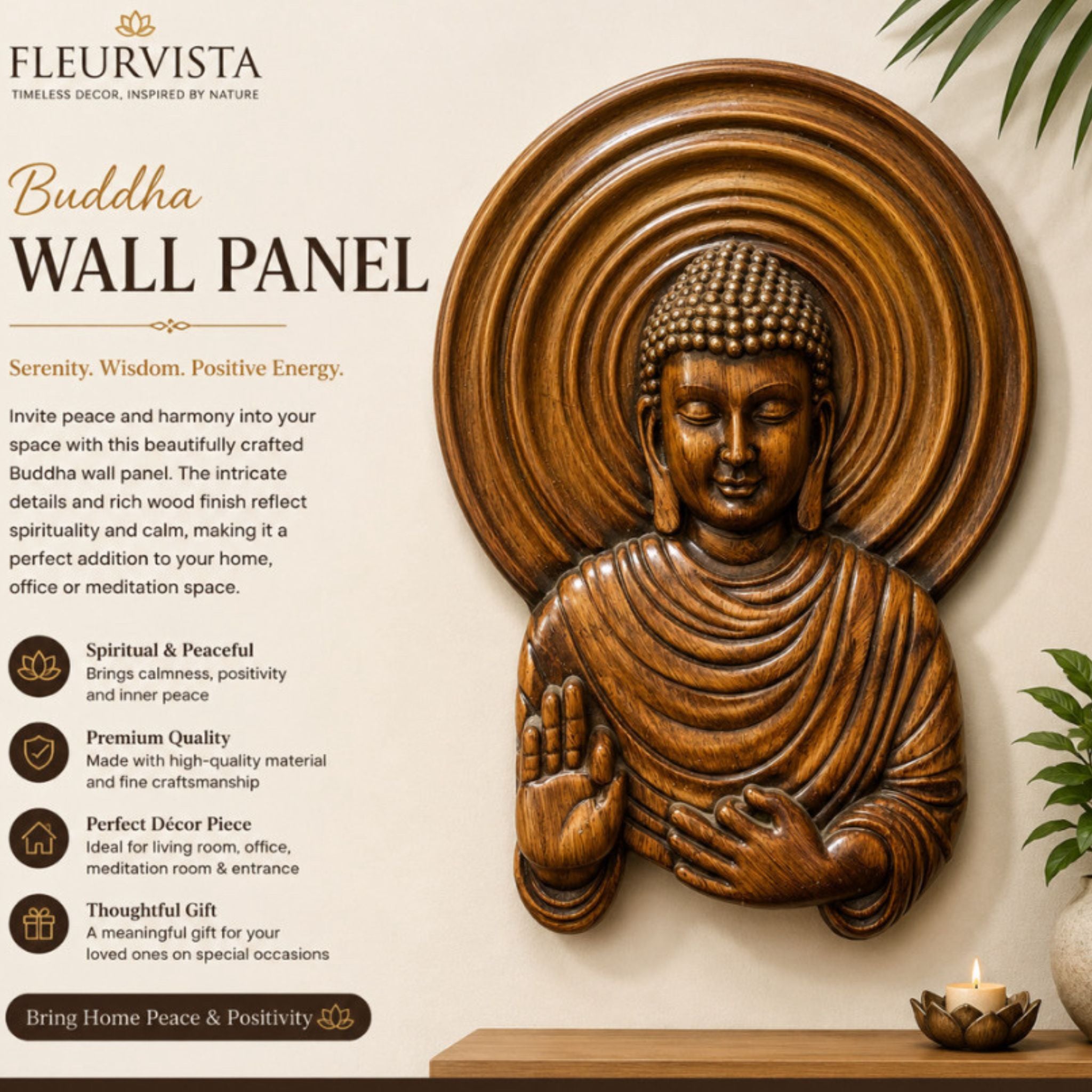 Serenity Buddha Wall Panel