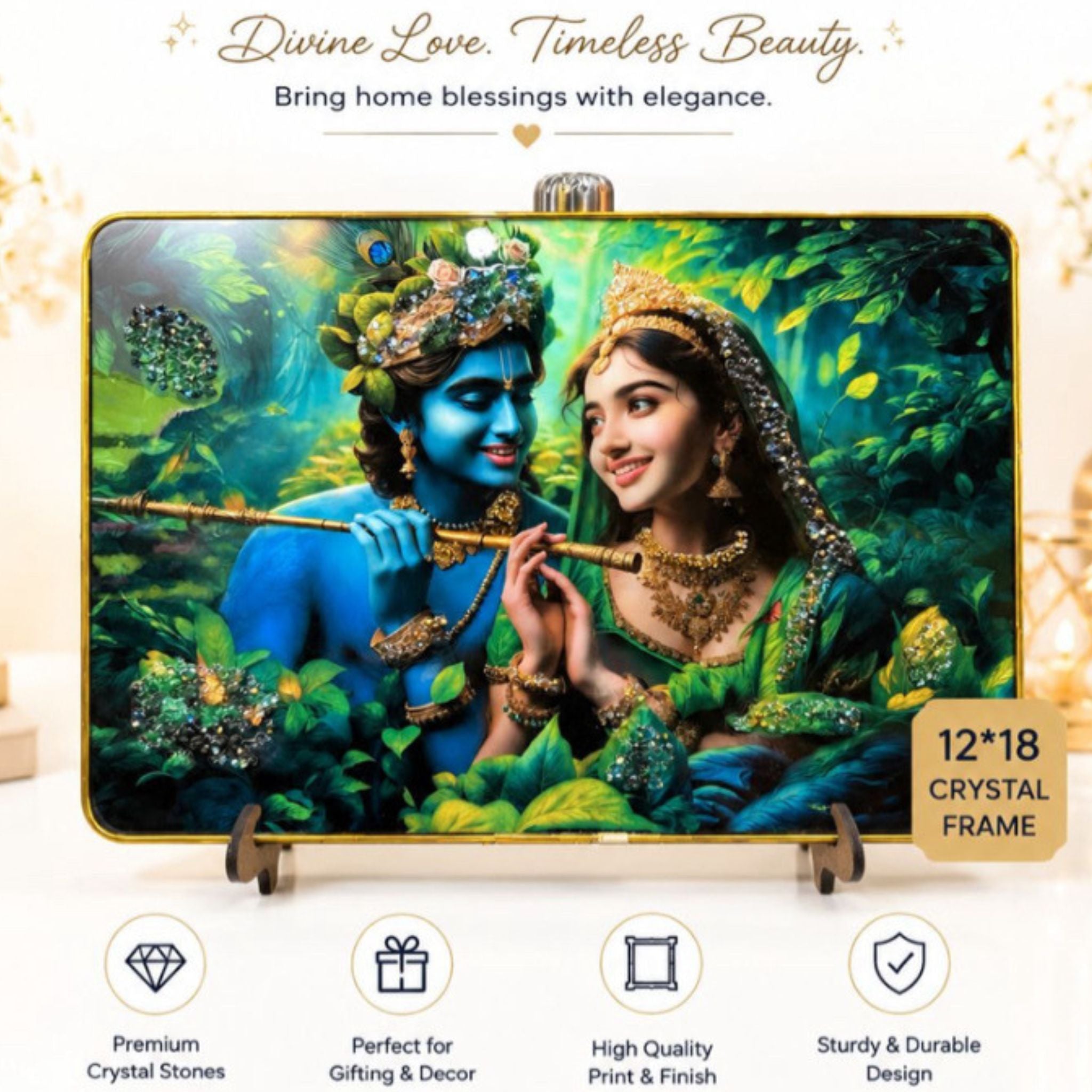 Radhe Krishna Premium Crystal Frame