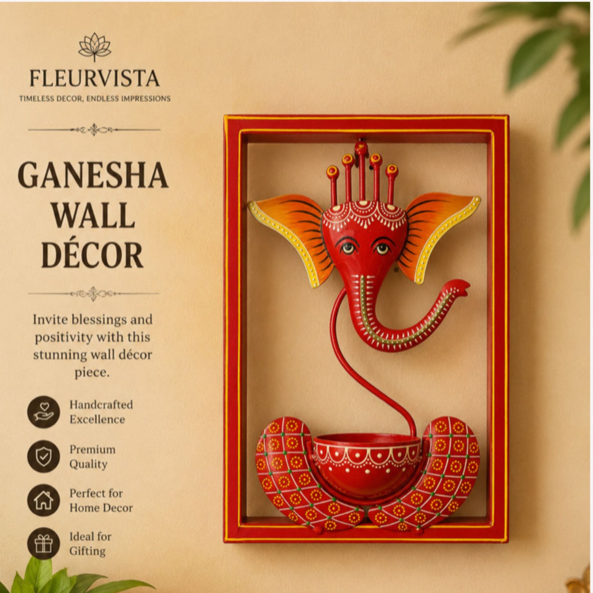 Handcrafted Ganesha Diya Wall Décor