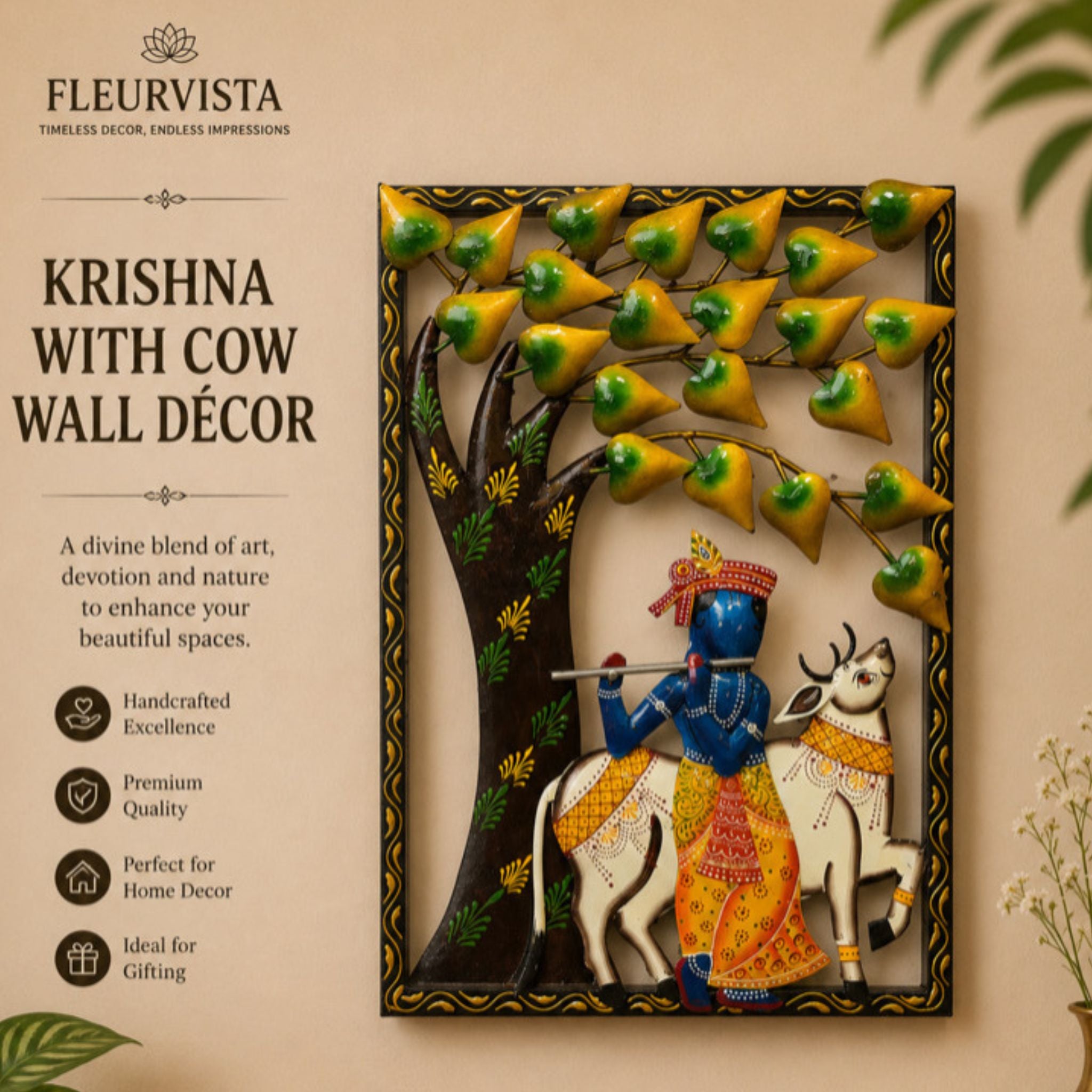 Krishna With Cow Wall Decor